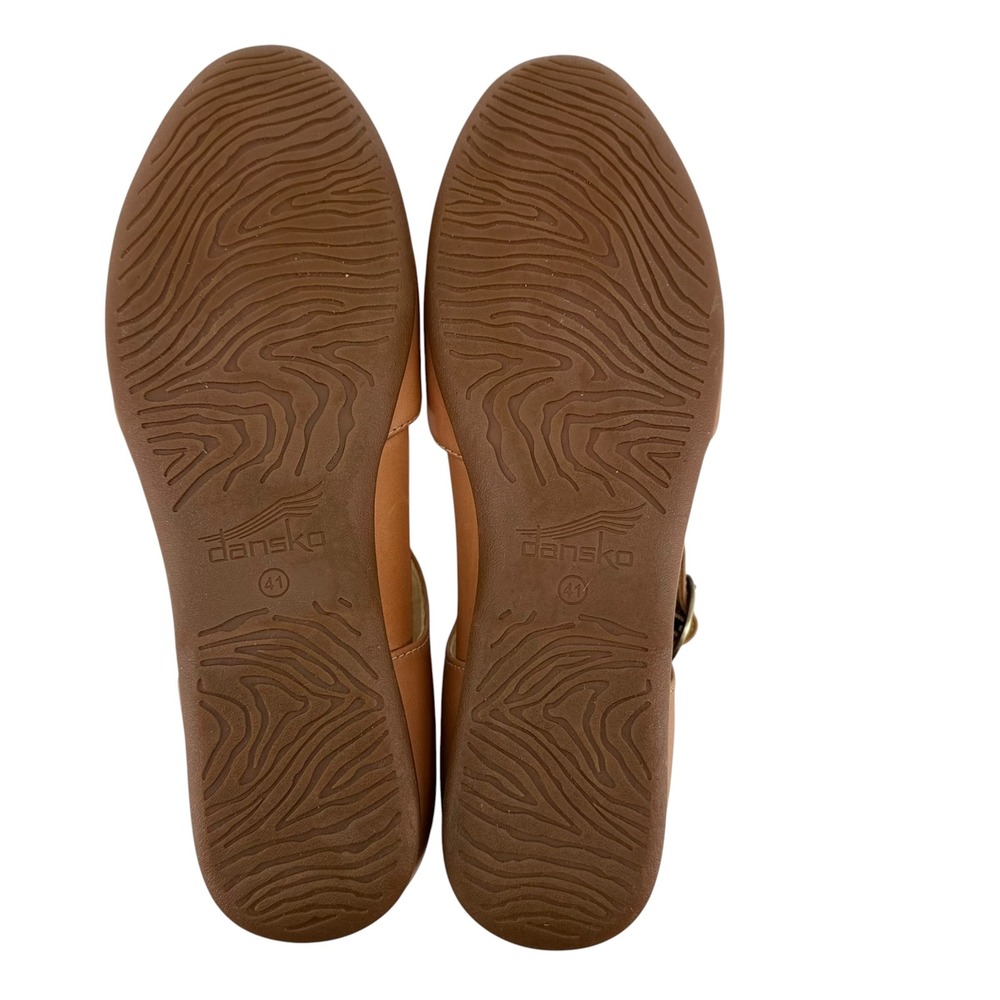 Dansko Liv Mary Jane Flat Shoes Women 41-10.5/11 Tan Burnished Napa Leather NEW - Picture 7 of 7